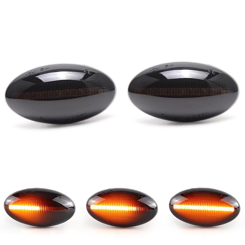 For Mini Cooper R50 R52 R53 Clear & Smoked Lens LED Side Marker Lamp Fender Turn Signal Dynamic Amber Lights