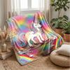 Magical Unicorn with Rainbow Theme Blanket Lightweight Warm Flannel Blanket Decorative Throw Blanket for Home Decoration