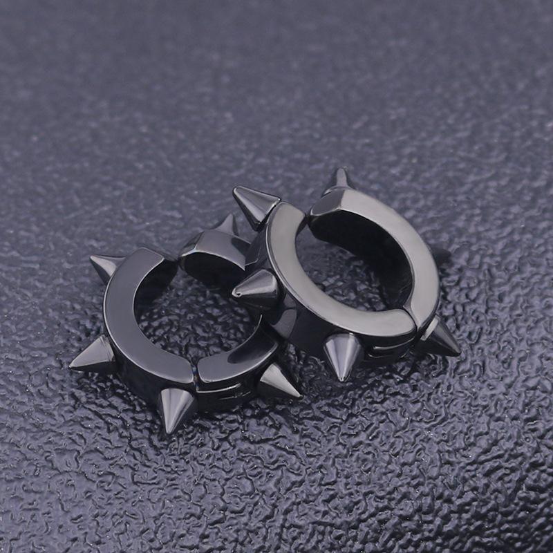 1Pair Personality Rivet Titanium Steel Punk Stud Earring Gothic Hoop Earrings Fashion Unisex Sharp Needle Ear Buckle