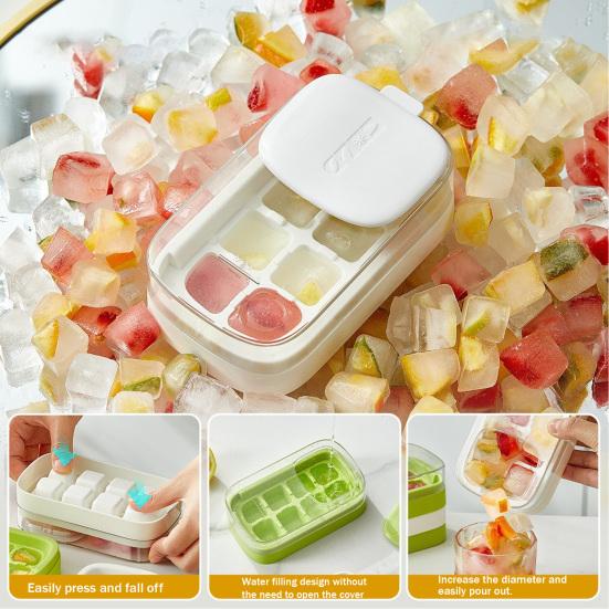 Mini Press-Release Ice Cube Tray with Soft Bottom BPA-Free Plastic Mold for Freezer Easy-Release Leak-Proof Space-Saving Ice Maker for Home Party