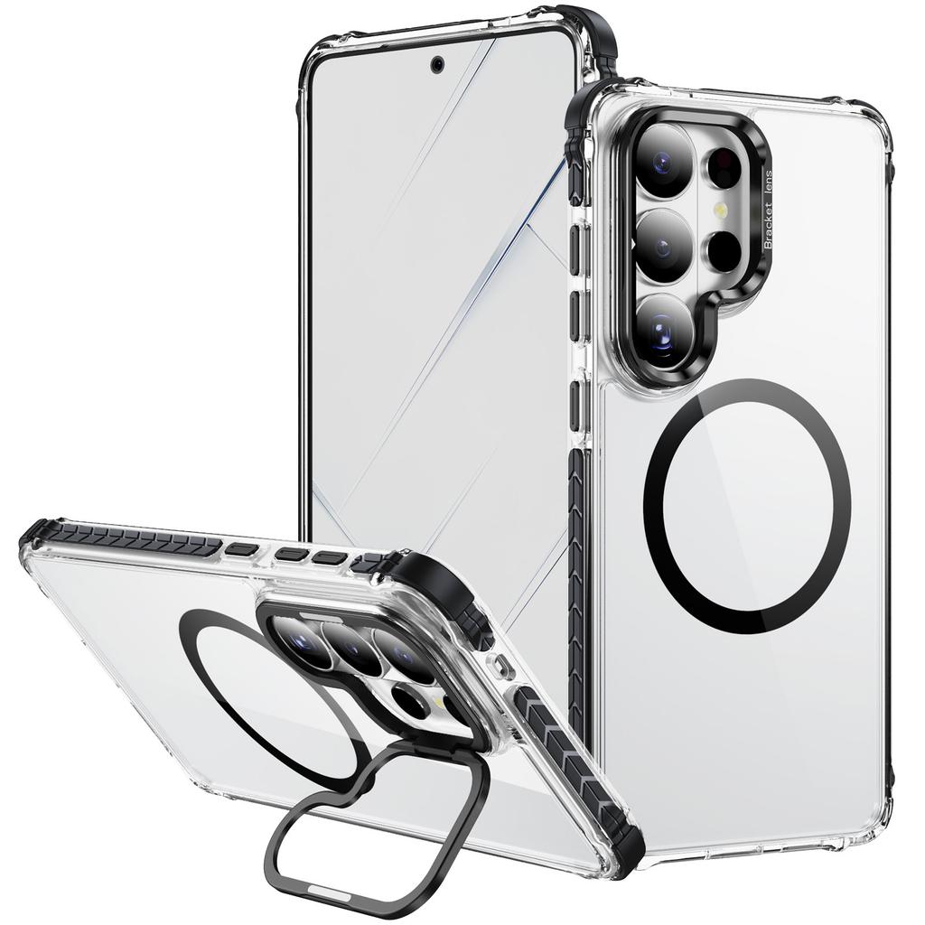 Applicable to Samsung S26Ultra mobile phone case transparent magnetic lens holder s25 all-inclusive airbag anti-drop s24