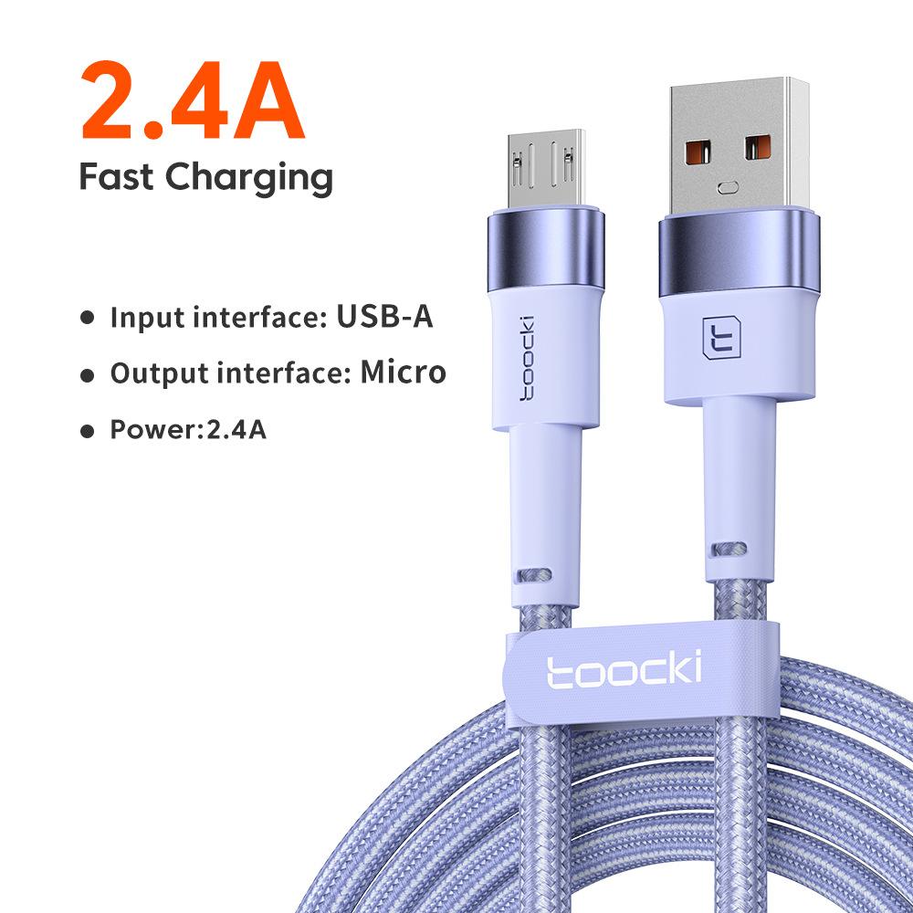 2.4A Fast Charging Cable USB A To Micro USB, Aluminum Alloy Shell Android Charger Cord for Huawei Samsung