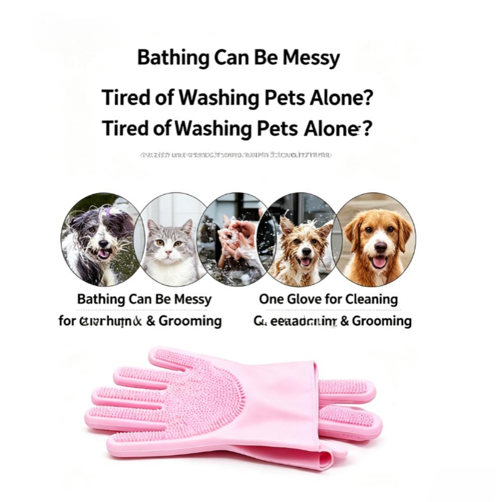 1set Pet Double-Sided Hair Removal Gloves, Suitable for Both Hands, Cat Cleaning, Grooming, Bathing, and Massage Gloves