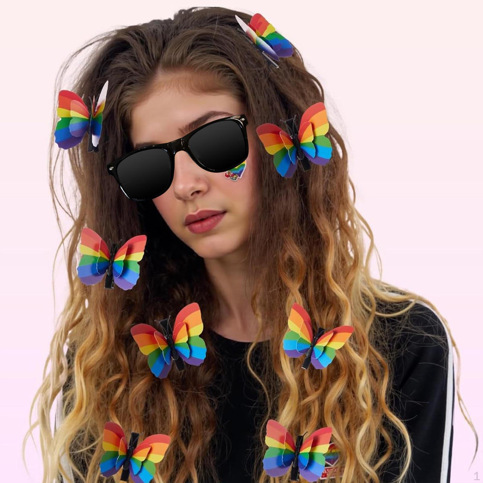 

8x Colorful Butterfly Hair Clips for Gatherings with Foldable Wings