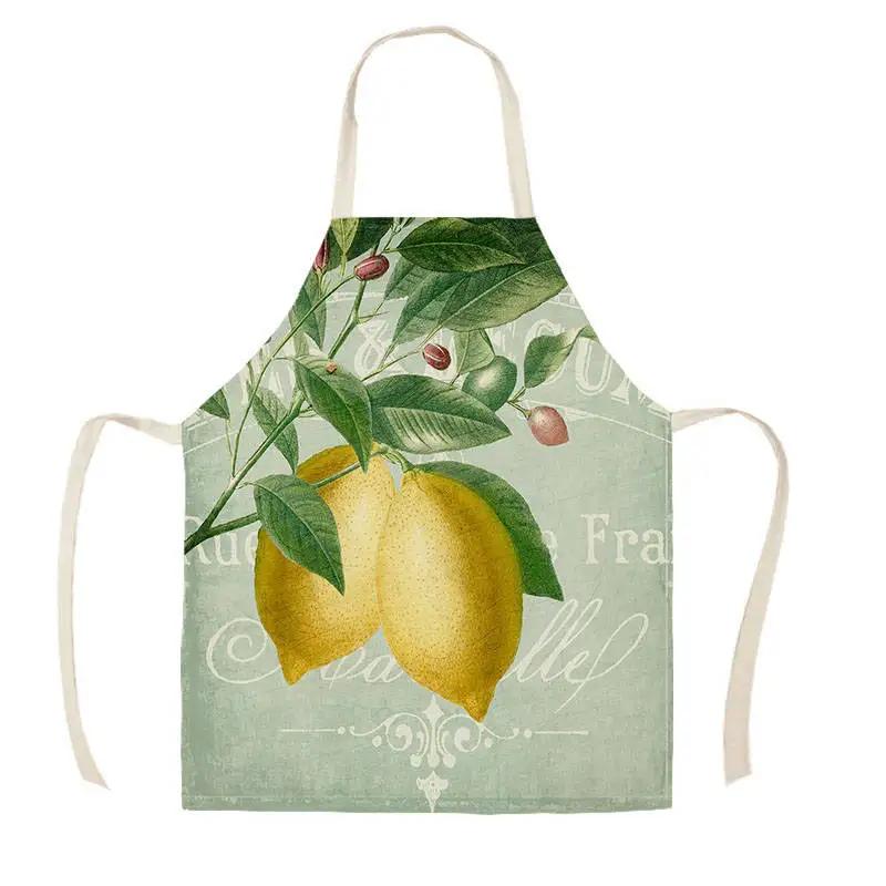 Citroen Fruitpatroon Slab Waterverf Kunst Keuken Schort Dames Huis koken Bakkerij Schoonmaak Linnen Chef Vlekbestendig Schort