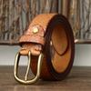Thickened First Layer Cowhide Embossed Bison Leather Pattern Belt Men'S Genuine Leather Pin Buckle Retro Men'S Jeans Belt