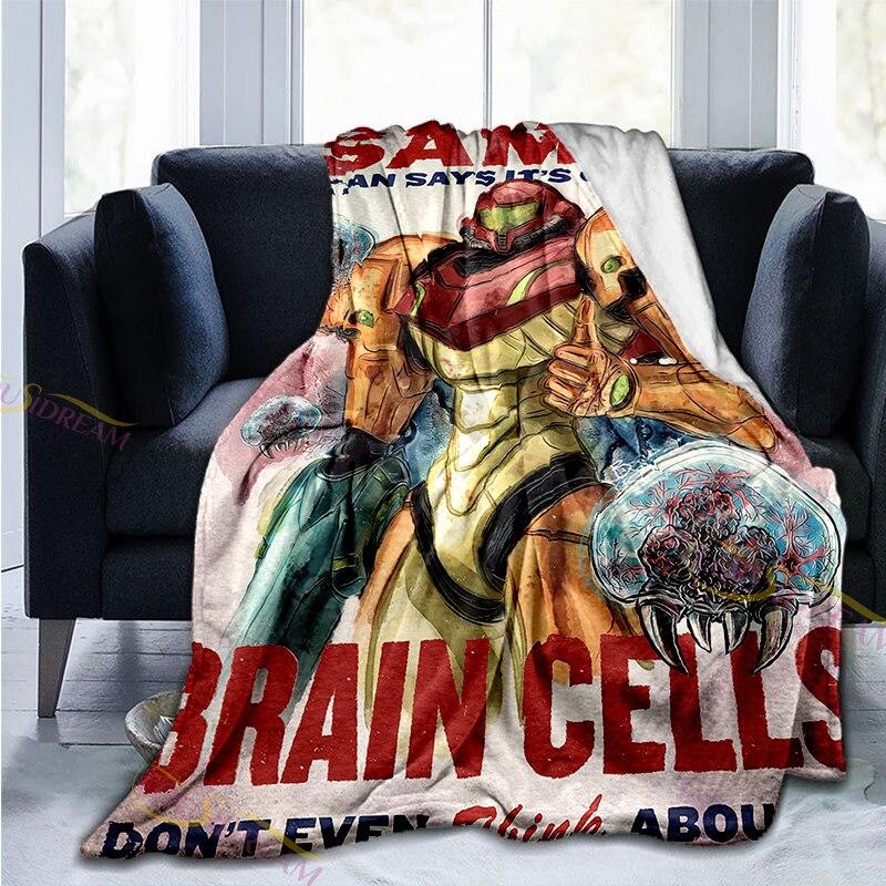 3D Printed METROID Super Warm Microfiber Knight Blanket for Kids Siesta Leisure Coverings Adult Gift Sofa Chair Bed Office