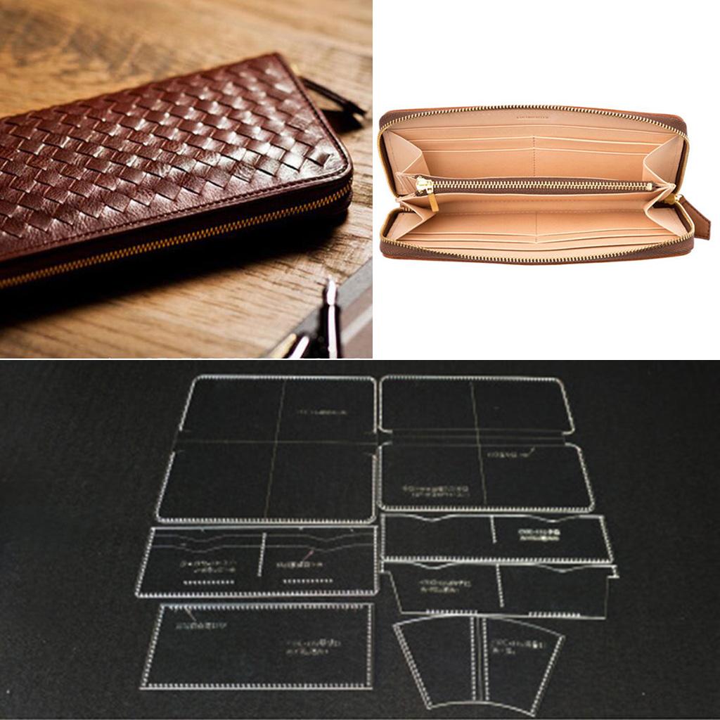 7Pcs Leather Craft Clear Acrylic Clutch Bag Pattern Stencil Template Tool