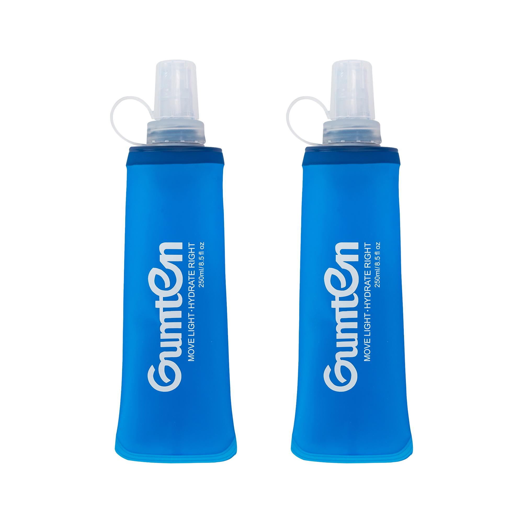 2Pcs 250ml Soft Water Bottle, Flexible Collapsible Water Flask for Outdoor Sports