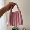 Tragbare Canvas-Tasche Tragbare Mini-Canvas-Handtasche Gestreifte Tragetasche Vertikale Quadratische Form Handtasche mit oberem Griff für den täglichen Gebrauch