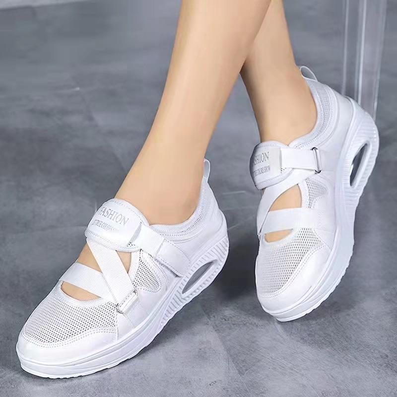 Summer new breathable cross-border hot sale air cushion women's single shoes thick-soled air cushion women's casual shoes Velcro shoes batch