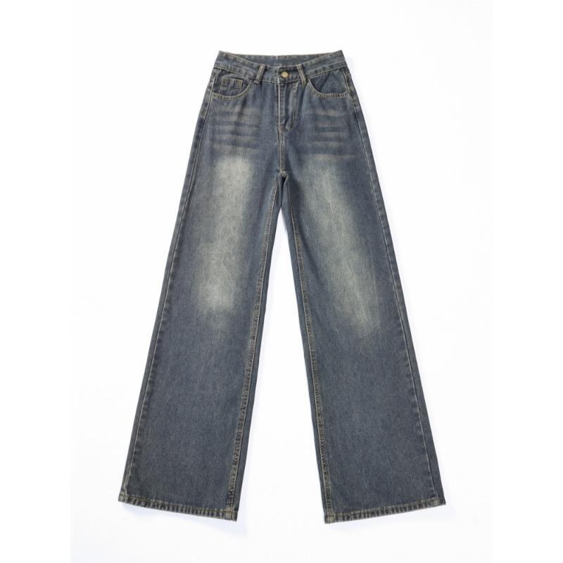 Spring Summer Women Wide Legged Jeans New Female Korean Fashion Elegant High Waist Loose Straight Leg Denim Pants Elegant Casual Trousers 579