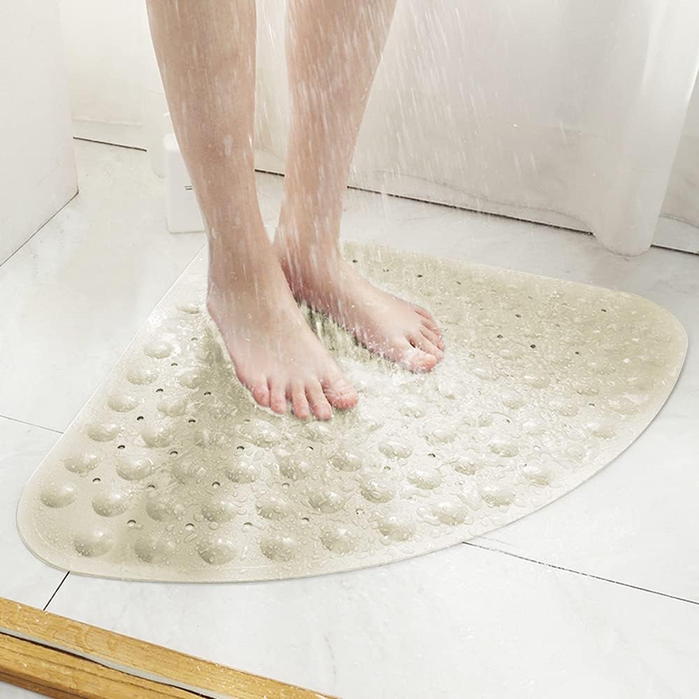 1pc Corner Shower Mat Non Slip - 11x 11cm Corner Shower Mats for Inside Shower, Non Slip Triangle Bath Mat for Bathroom