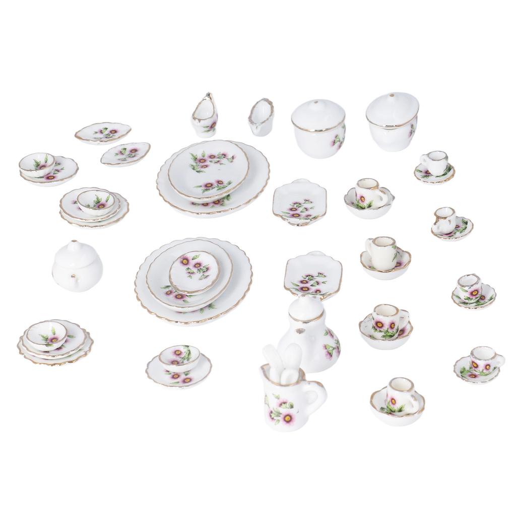 1:12 Dollhouse Tea Cup Set Simulation Decorative Miniature Ceramics Tea Cup Set for DIY Dollhouse