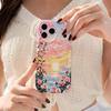 Watercolor Sunset Ocean Rose Wavy Edge Phone Case For iPhone 17 16 15 14 13 12 11 8 7 Plus Pro Max Scenic Soft Back Cover