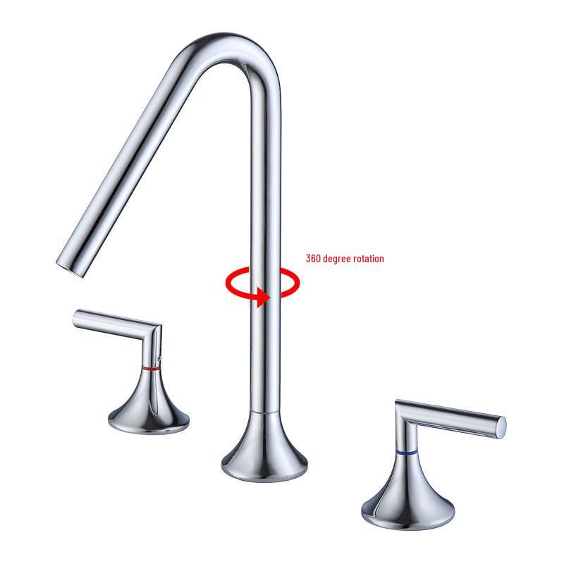 Chrome Plated Split-Handle Bathroom Basin Faucet