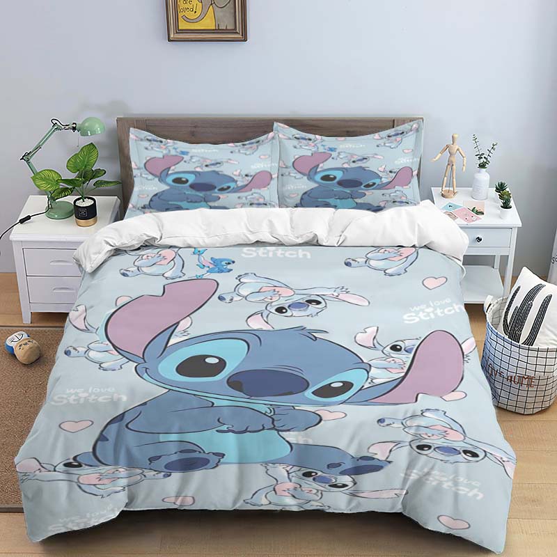 

Multiple Sizes of Cartoon Stitch Duvet Cover and Pillowcase Sets - Home Decor, Creative Plus Size Bedding Sets Suitable for Boys 135X200cm