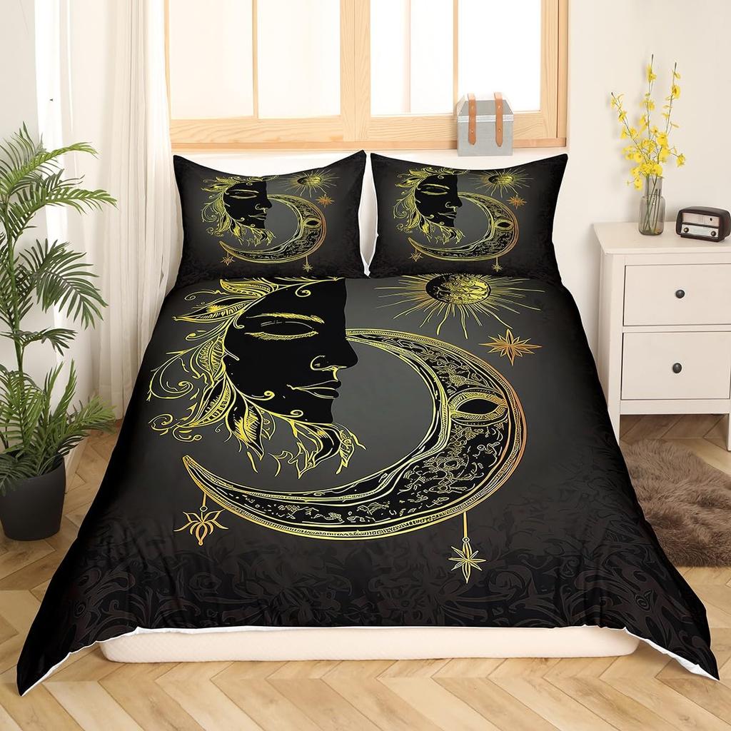Feelyou Sunflower Duvet Cover Botanical Floral Printed Bedding Set for Kids Women Adults Yellow Blossom Flowers Comforter Cover Wooden Scene