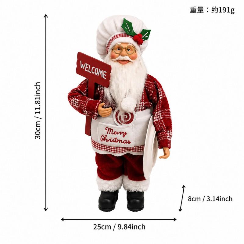 12 Inch Standing Santa Claus Plush Figurine Christmas Decoration Display Ornament Home Tree Table