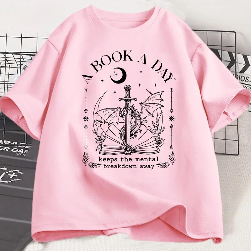 Dragon A Book A Day T Shirt Men Women Keeps The Mental Breakdown Away T-shirt Fantasy Book Lover Bookish Tshirt