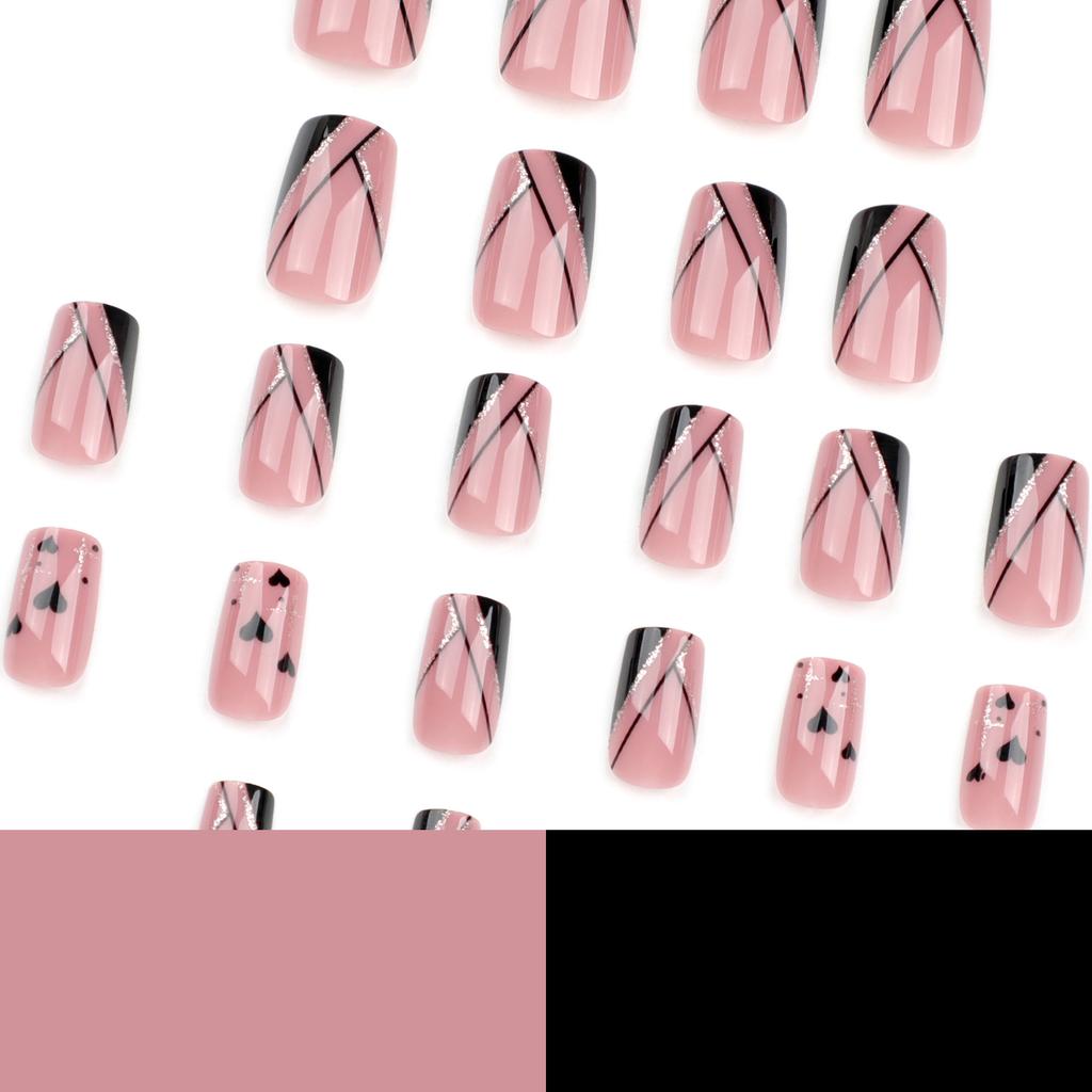 Nail Nail Piece French Bevel Manicure Glitter Love Fake Nail Short Square European Square Fake Nail
