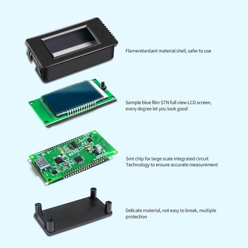 8-120V Batterietester Batterieleistungsdetektor Monitor Diagnosetester Stromverbrauchsanalysegerät LCD-Anzeige