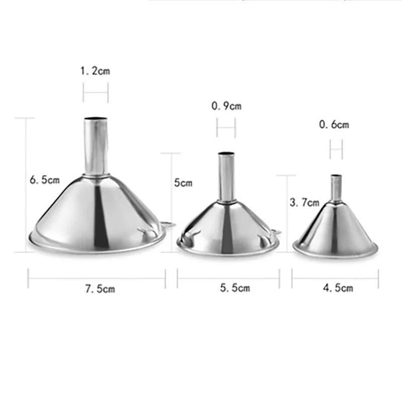 3Pcs/set Stainless Steel Funnel Portable Cone Funnel Pour Oil Wine Liquid Hopper Multi-Use Kitchen Funnel For Liquid Oils Powder