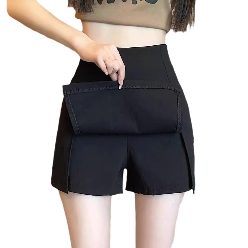 Black A-line Mini Skort for Women - Versatile, High-end Spring/Summer 2024 Fashion.
