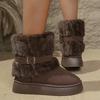 Fashion Fashion New Round Toe Thick Sole Sexy Warm Casual Walking Boots Winter Comfortable Non-slip Plus Fleece Snow Boots for Women