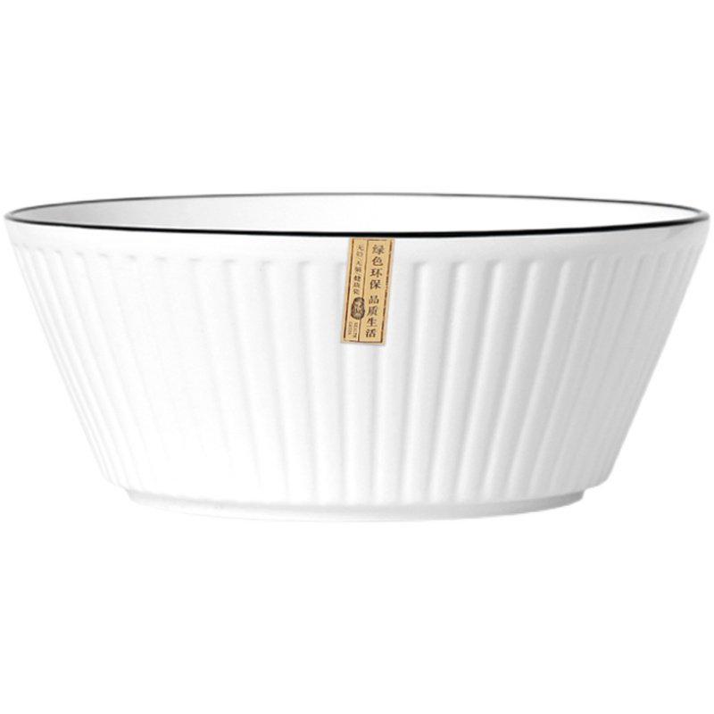 Set of 2 Large 8-Inch Nordic Style Ceramic Soup Bowls - Creative Simple Design, Perfect for Soups and Salads.