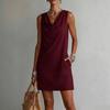 Summer Fashion Women's New Solid Color Ruffled Collar Sleeveless Elegant Sexy Dress