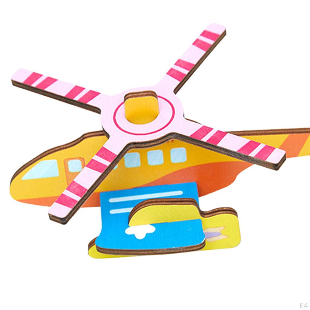 3D Cartoon Wooden Insert Puzzle DIY Toy Model for Toddler Girls Boys Children Birthday Gifts