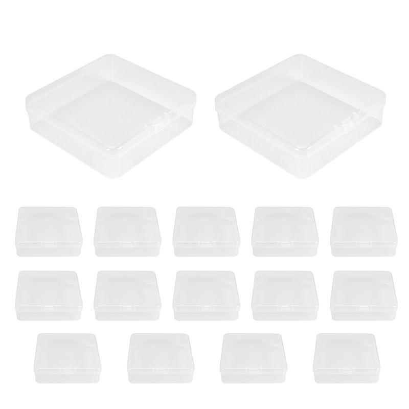 J1UL1N 16 Pack Small Containers Clear Plastic Boxes Beads Storage Organizers With Hinged Lids For Small Items, Jewelry, Crafts