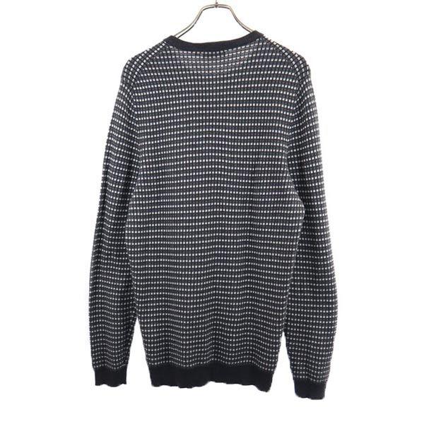 Hugo Boss Cashmere Blend Long Sleeve Sweater M Black X White Knit Men's Used