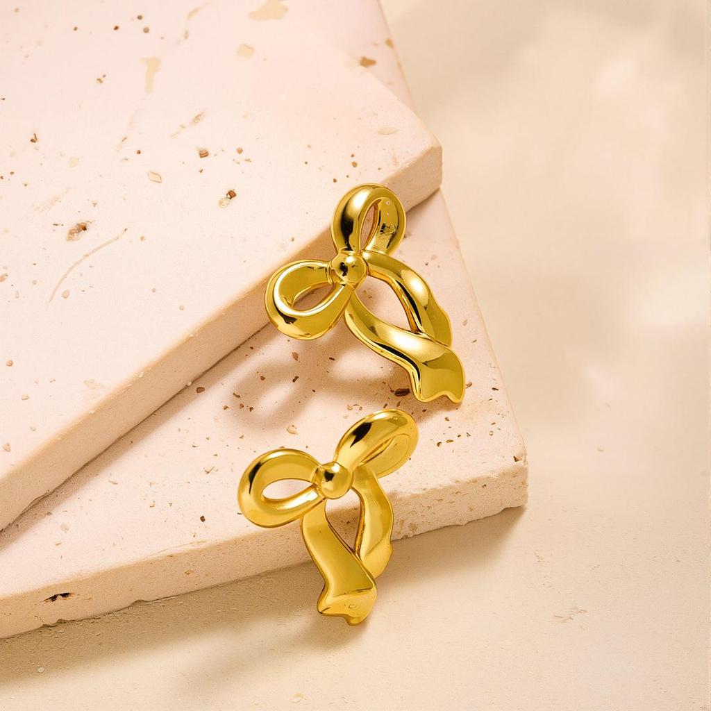 Geometric Irregular 18k Gold Titanium Steel Earrings for Women