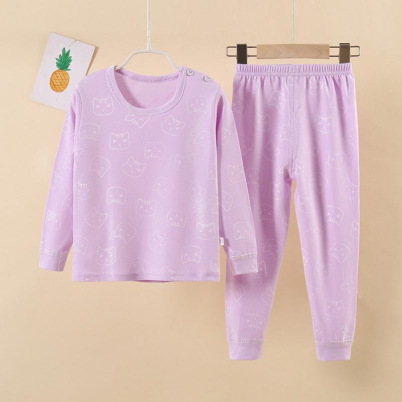 Children's Pure Cotton Pajama Set: Boys' and Girls' Autumn Homewear with Trousers