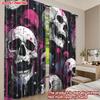 2D Flat Printing 2pcs Party Curtains Halloween Skull Digital Printed Polyester Drapes All Season Party & Holiday Decor Use for
