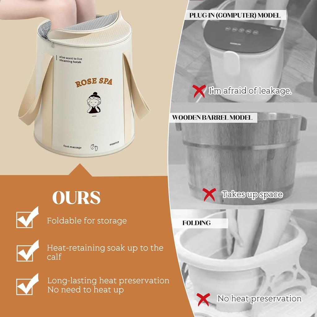 1Pc Foldable Foot Bath Wash Basin Deep Bucket for Lower Leg Household Foot Soak Portable Adult Foot Bag for Dormitory Use