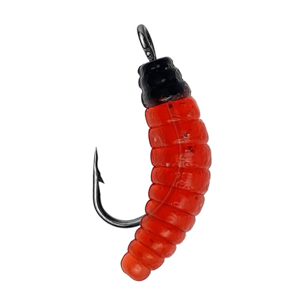 30Pcs Soft Maggot Baits with Hooks Soft Plastic Fishing Lures Fishing Baits Bread Worms Artificial Baits Easy to Use