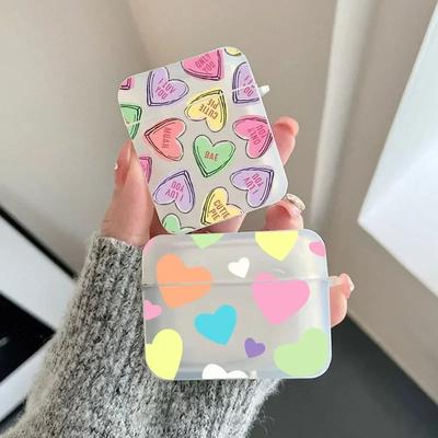 Cute Colorful Love Heart Earphone Case for Airpods 4th 3rd 2 Pro 3 Hard Cover for Airpod 2 1 Protective Accessorie Shell Fundas