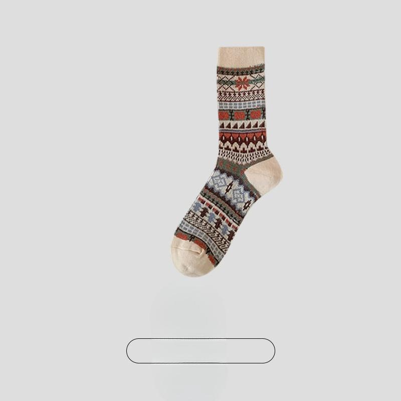 Female Spring and Autumn Retro National Wind Tube Cotton Socks