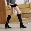 Women's High-heeled Boots Autumn and Winter New Simple Temperament Thick Heel Large Size Suede Medium Boots