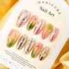 30 Stück Premium Lila Aurora Vergoldet 3D Dreidimensional Schmetterling Blume Mandel Trage Nagel Handgemacht Diamant Nagelkunst