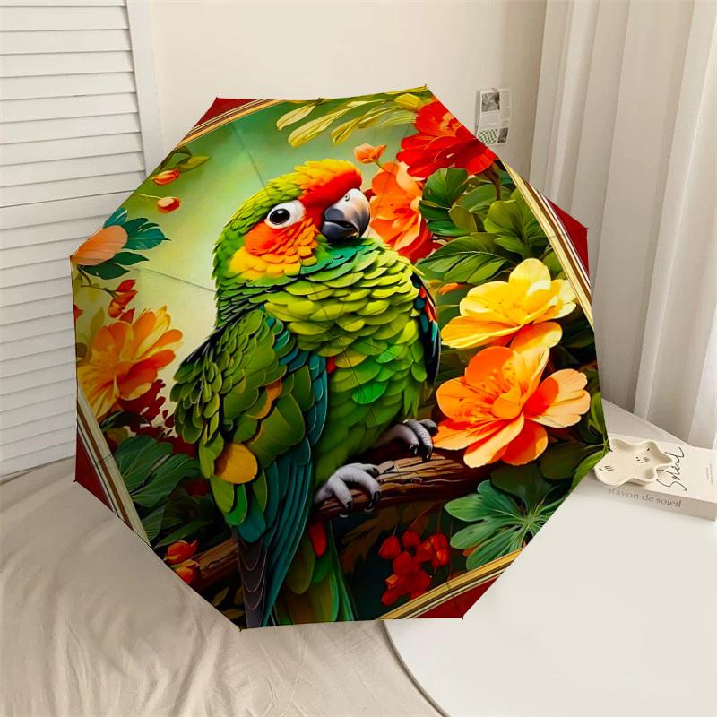 

1PC Parrot Flowers Umbrella-8-Rib Reinforced, Automatic Open, Lightweight & Durable, Fashion Accessory for Outdoor-L0361