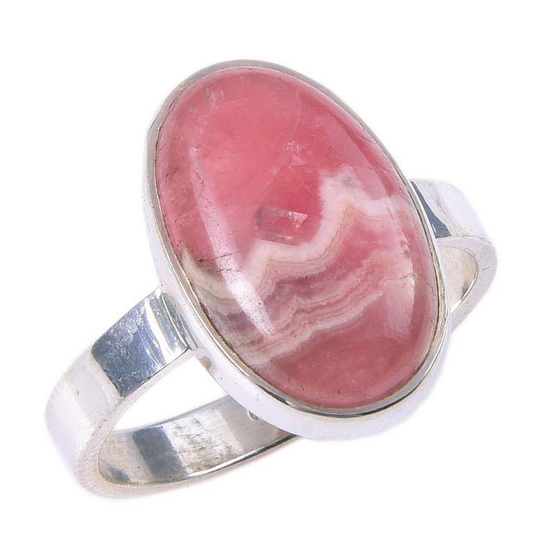 Přírodní rodochrozit, ručně vyrobený drahokam, stříbrný prsten 925, velikost S.7 e1T09