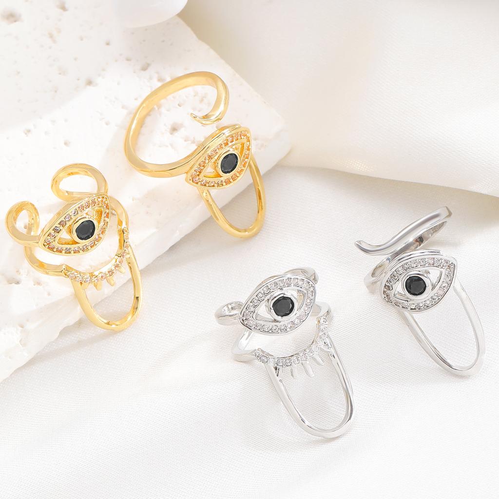 Metallic Evil Eye Nail Ring Women Trendy Opening Adjustable Nail Ring Stylish Personality Fashion Party Daily Wear Jewelry Gifts