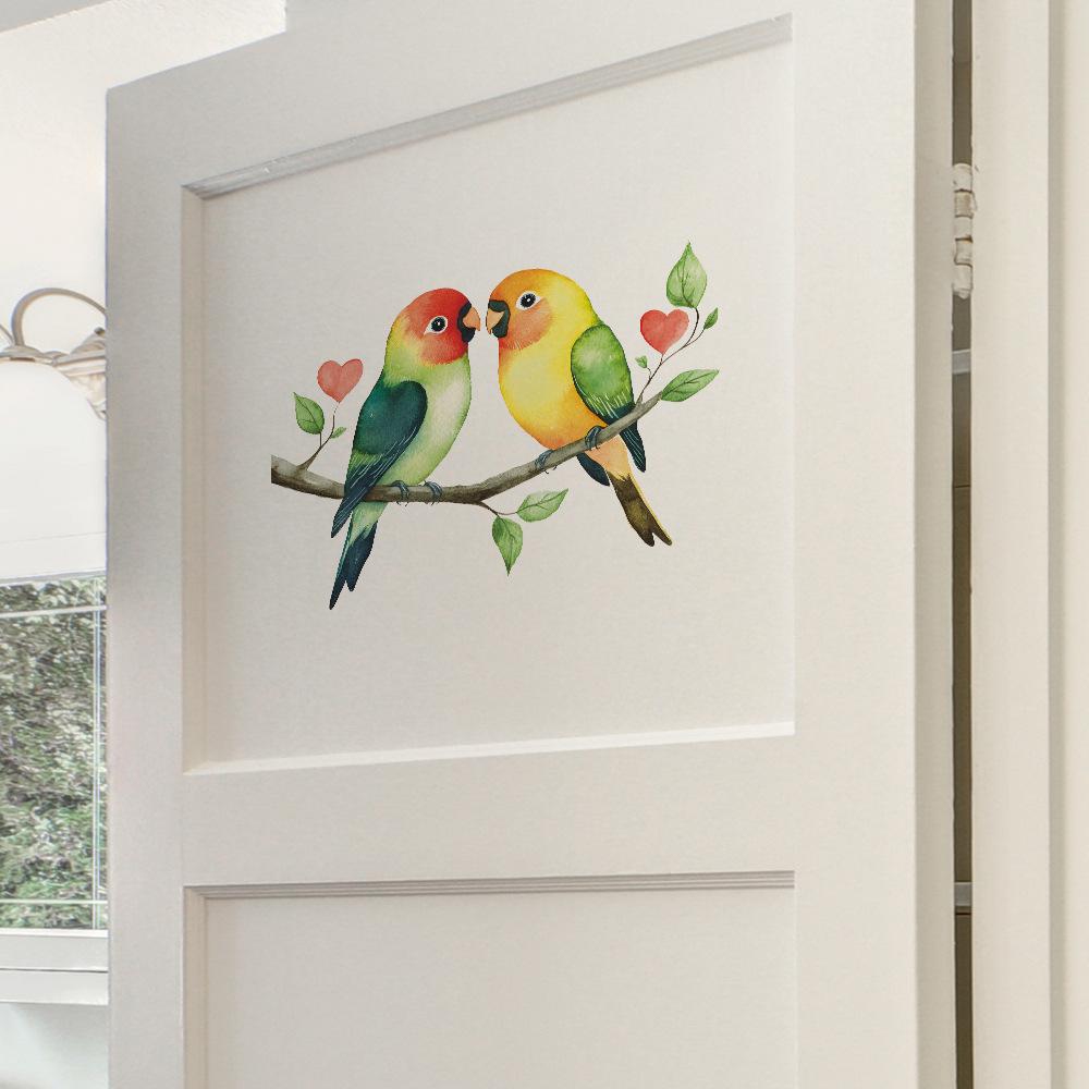 Self-adhesive Wall Stickers Two Birds Love Heart Branch for Kids Room Bedroom Home Decor