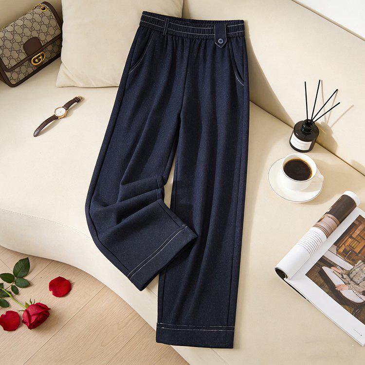 

High-Waisted Plus Size Casual Trousers for Middle-Aged & Elderly Women, Slimming Straight-Leg, Spring/Autumn Style 3XL