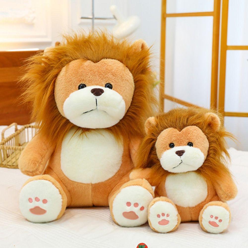 PP Cotton Stuffed Lifelike Lion Doll Fluffy Forest Animals Stuffed Doll  Children Girl