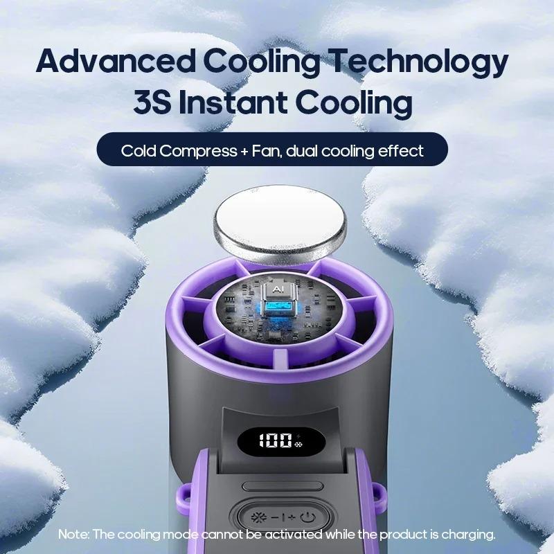 Outdoor Foldable Handheld Fan 1pcs Mini Cooling Rechargeable 3600mah Neck Digital Display Infinitely Adjustable Speed